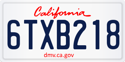 CA license plate 6TXB218