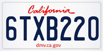 CA license plate 6TXB220