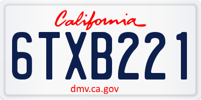 CA license plate 6TXB221
