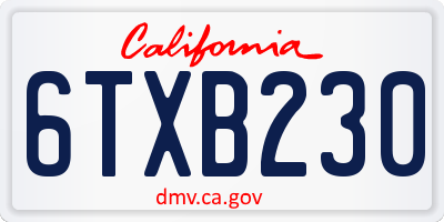 CA license plate 6TXB230