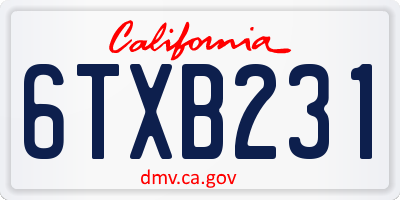 CA license plate 6TXB231