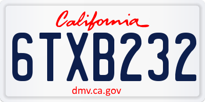 CA license plate 6TXB232