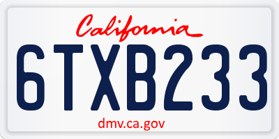 CA license plate 6TXB233