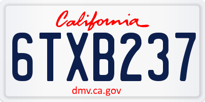 CA license plate 6TXB237