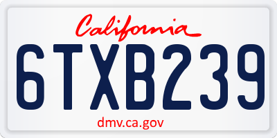 CA license plate 6TXB239