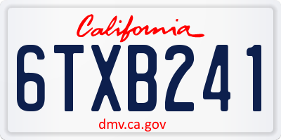 CA license plate 6TXB241