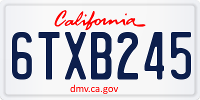 CA license plate 6TXB245