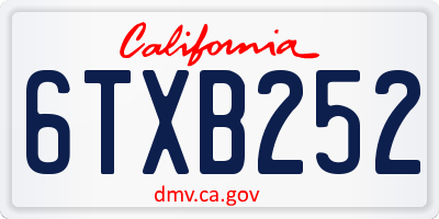 CA license plate 6TXB252