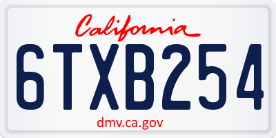 CA license plate 6TXB254