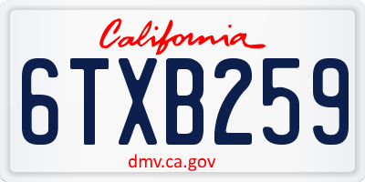 CA license plate 6TXB259