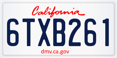 CA license plate 6TXB261