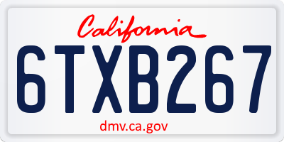 CA license plate 6TXB267