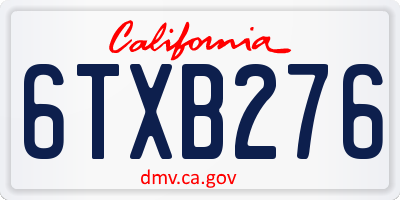 CA license plate 6TXB276