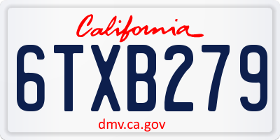 CA license plate 6TXB279
