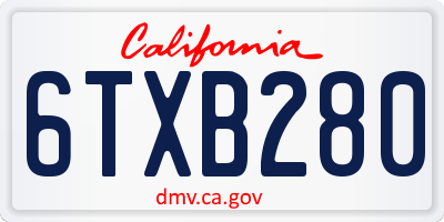 CA license plate 6TXB280