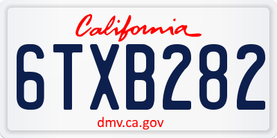 CA license plate 6TXB282