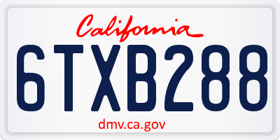 CA license plate 6TXB288