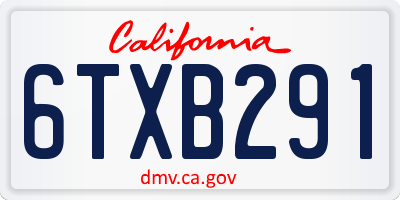 CA license plate 6TXB291