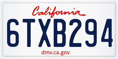 CA license plate 6TXB294
