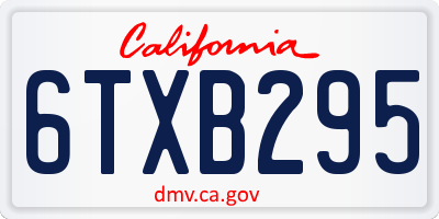 CA license plate 6TXB295