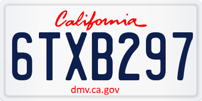 CA license plate 6TXB297