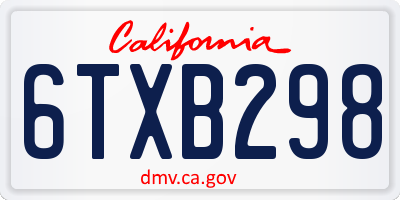 CA license plate 6TXB298