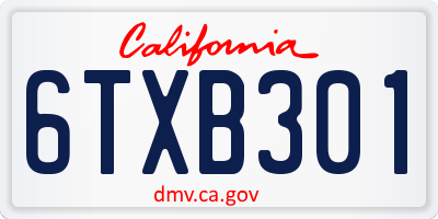CA license plate 6TXB301