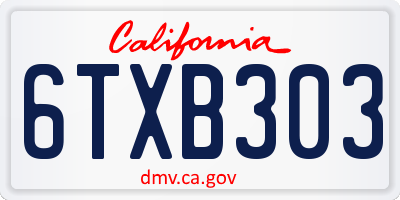 CA license plate 6TXB303