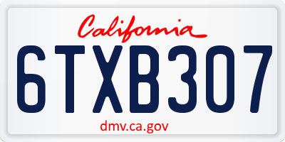 CA license plate 6TXB307