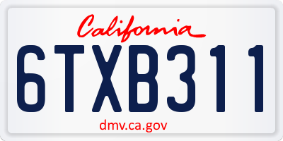 CA license plate 6TXB311