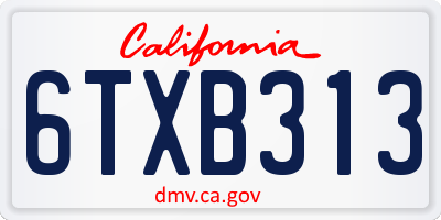 CA license plate 6TXB313