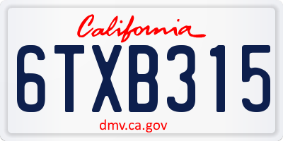 CA license plate 6TXB315