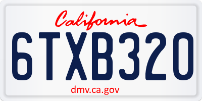 CA license plate 6TXB320