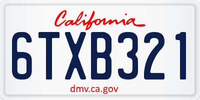 CA license plate 6TXB321