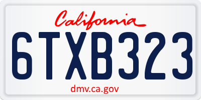 CA license plate 6TXB323