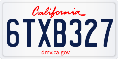 CA license plate 6TXB327