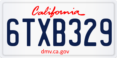 CA license plate 6TXB329