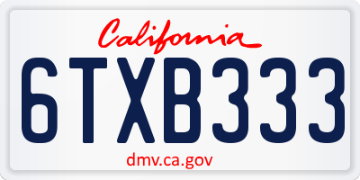 CA license plate 6TXB333