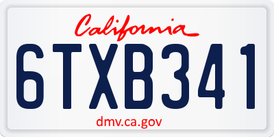 CA license plate 6TXB341