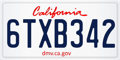 CA license plate 6TXB342