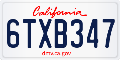 CA license plate 6TXB347