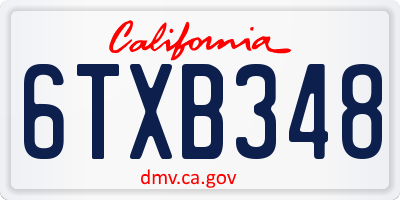 CA license plate 6TXB348