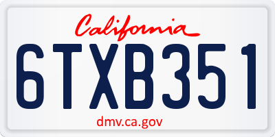 CA license plate 6TXB351
