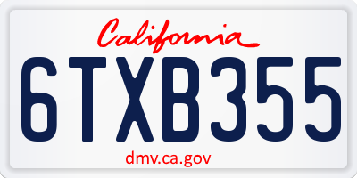 CA license plate 6TXB355