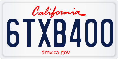 CA license plate 6TXB400