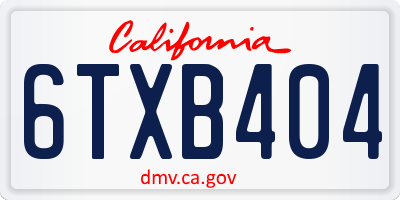 CA license plate 6TXB404