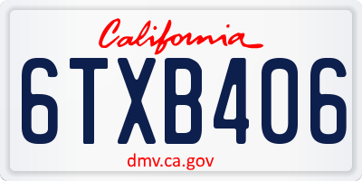 CA license plate 6TXB406