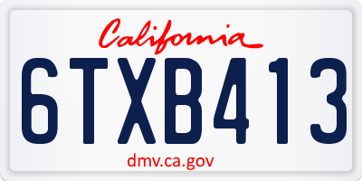 CA license plate 6TXB413
