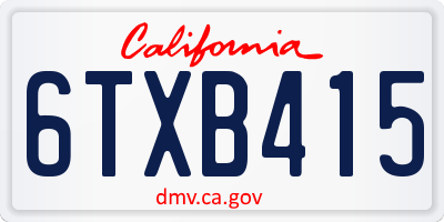 CA license plate 6TXB415