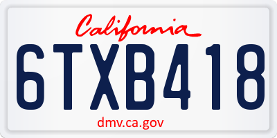 CA license plate 6TXB418